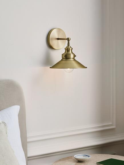 John Lewis Tobias Wall Light - view 2, Brass