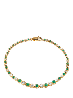 Edge of Ember Serena Onyx and White Sapphire Tennis Bracelet, Gold/Green, Gold/Green