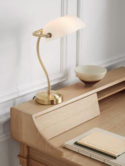 John Lewis Bankers Table Lamp, White/Brass - view 2, White & Brass