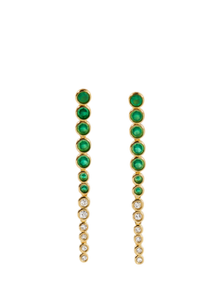 Edge of Ember Serena Tennis Onyx and White Sapphire Long Drop Earrings, Yellow Gold, Yellow Gold