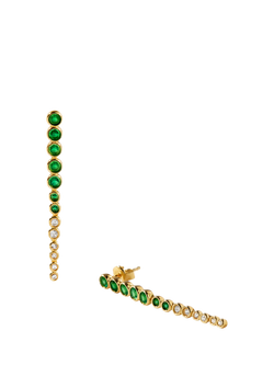 Edge of Ember Serena Tennis Onyx and White Sapphire Long Drop Earrings, Yellow Gold - view 2, Yellow Gold