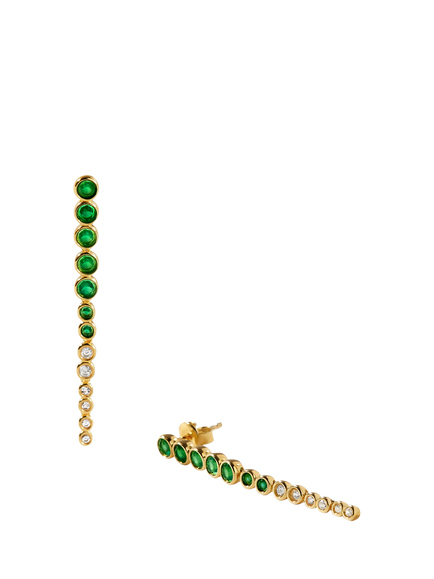 Edge of Ember Serena Tennis Onyx and White Sapphire Long Drop Earrings, Yellow Gold - view 2, Yellow Gold