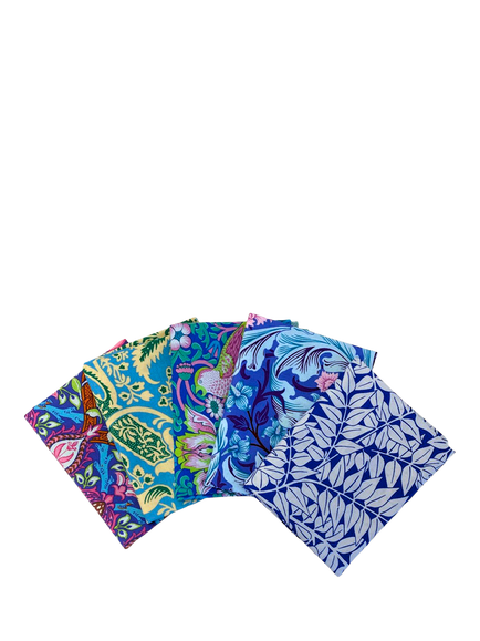 Morris & Co. x Kaffe Fassett Fat Quarter Fabrics, Pack of 5, Lavender, 