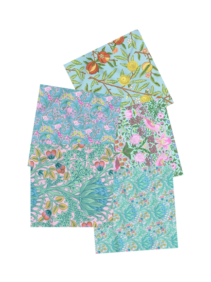 Morris & Co. x Kaffe Fassett Fat Quarter Fabrics, Pack of 5, Turquoise, 