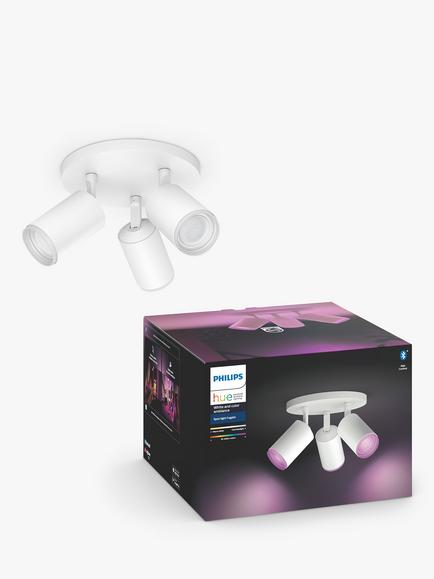 Philips Hue White & Colour Ambiance Fugato Smart 3 Light LED Ceiling Spotlight, White, White
