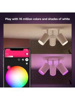 Philips Hue White & Colour Ambiance Fugato Smart 3 Light LED Ceiling Spotlight, White - view 2, White