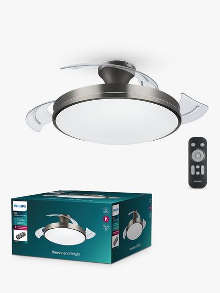 Philips Atlas LED Ceiling Fan Light, Nickel, Metallic