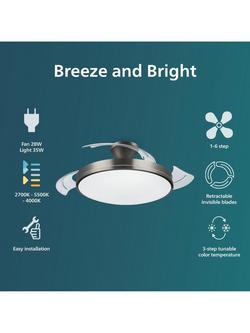 Philips Atlas LED Ceiling Fan Light, Nickel - view 2, Metallic