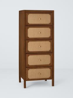 John Lewis Hetti 5 Drawer Tall Boy Chest, Natural Wood, Natural Wood