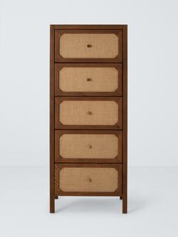 John Lewis Hetti 5 Drawer Tall Boy Chest, Natural Wood - view 2, Natural Wood