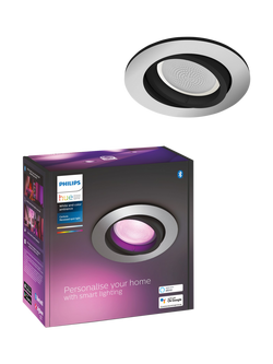 Philips Hue Centura Aluminium Smart LED Recessed Ceiling Spotlight, Metallic, White/Multi