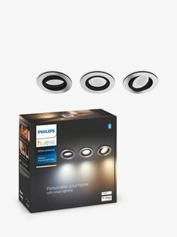 Philips Hue White Ambiance Milliskin Smart Spotlight, Aluminium, Pack of 3, Metallic