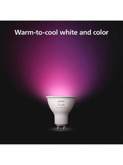 Philips Hue White and Colour Ambiance Wireless Lighting LED Colour Changing Light Bulb with Bluetooth, 4.2W GU10 Spotlight Bulb, Single - view 2, White/Multi