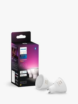 Philips Hue 4.2W GU10 LED Bulb, White/Colour, Pack of 2, White/Multi