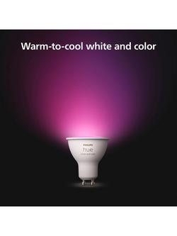 Philips Hue 4.2W GU10 LED Spotlight Bulb, Pack of 3 - view 2, White/Multi