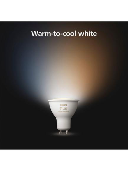 Philips Hue White Ambiance Wireless Lighting Smart LED Light Bulb with Bluetooth, 4.2W GU10 Bulb, Pack of 2 - view 2, White/Multi