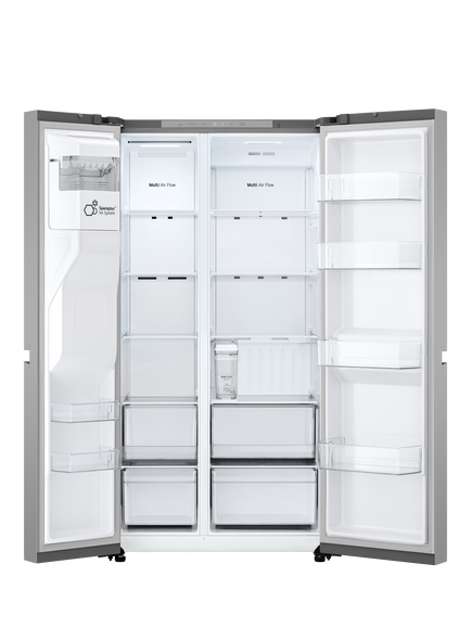 LG GSLC41PYPE Freestanding 60/40 American Fridge Freezer, Silver - view 2, Silver