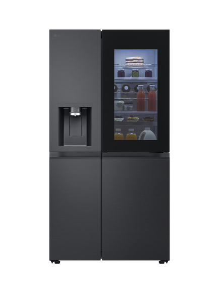 LG InstaView GSXE91BSAD Freestanding 60/40 Non-Plumbed American Fridge Freezer, Silver, Black