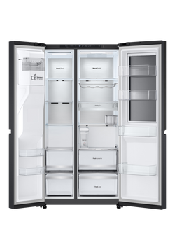 LG InstaView GSXE91BSAD Freestanding 60/40 Non-Plumbed American Fridge Freezer, Silver - view 2, Black