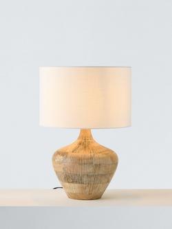 John Lewis Manaia Hand Etched Mango Wood Table Lamp, White Wash, White Wash
