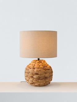 John Lewis Plaited Water Hyacinth Table Lamp, Natural, Natural