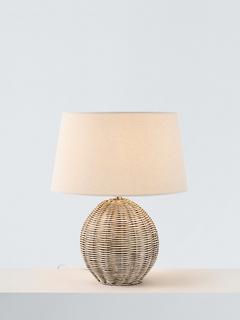 John Lewis Rattan Table Lamp, White Wash