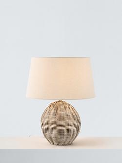 John Lewis Rattan Table Lamp, White Wash, White Wash