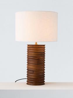 John Lewis Mango Wood Rigged Cylinder Table Lamp, Mango Wood