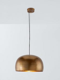 John Lewis Hammered Dome Pendant Ceiling Light, Gold, Gold