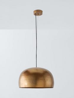 John Lewis Hammered Dome Pendant Ceiling Light, Gold - view 2, Gold