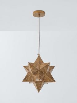 John Lewis Iron Star Medium Pendant Ceiling Light, Antique Brass - view 2, Antique Brass