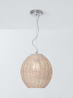 John Lewis Raffles Rattan Pendant Ceiling Light, White Wash, White Wash