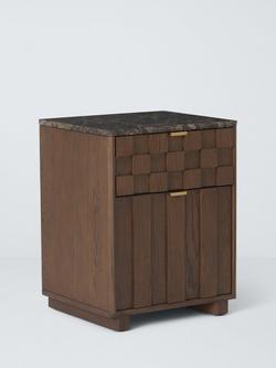 John Lewis Check & Stripe Bedside Table, Dark Wood, Dark Wood