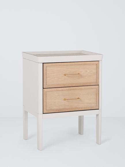 John Lewis Tray 2 Drawer Bedside Table, Beige, Beige