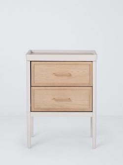 John Lewis Tray 2 Drawer Bedside Table, Beige - view 2, Beige