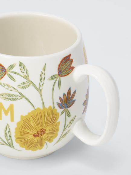 John Lewis Floral 'Mum' Fine China Mug, 560ml, Yellow/Multi - view 2, Yellow Multi Yellow