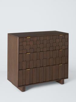 John Lewis Check & Stripe 3 Drawer Chest, Dark Wood, Dark Wood