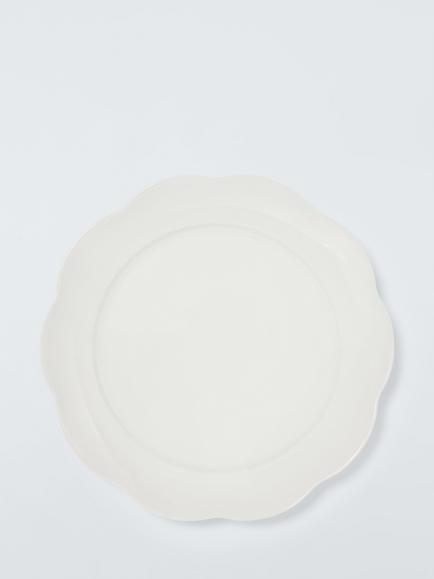 John Lewis Fleur Scalloped Fine China Dinner Plate, 26.7cm, White, White