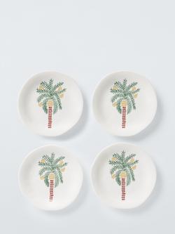 John Lewis Palm Tree Fine China Small Plate, Set of 4, 15cm, Green, Green