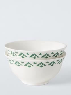 John Lewis Palm Tree Fine China Dip Bowl, Set of 2, 11cm, Green, Green
