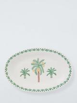 John Lewis Palm Tree Fine China Oval Platter, 31cm, Green