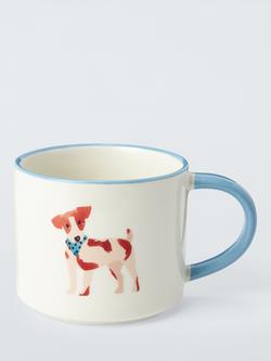 John Lewis Jack Russell Terrier Dog Stoneware Mug, 349ml, Blue/Multi, Multi