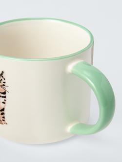 John Lewis Tabby Cat Stoneware Mug, 349ml, Green/Multi - view 2, Multi