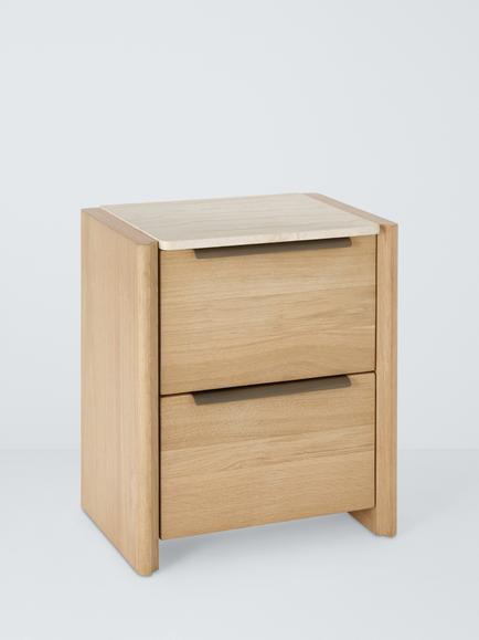 John Lewis Rest 2 Drawer Bedside Table, Natural Wood, Natural Wood