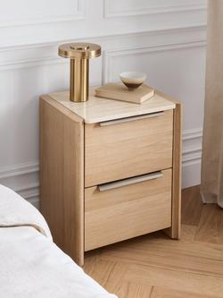 John Lewis Rest 2 Drawer Bedside Table, Natural Wood - view 2, Natural Wood