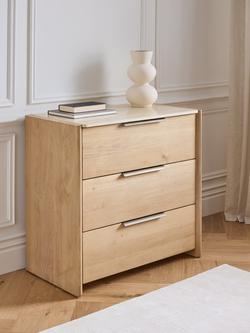 John Lewis Rest 3 Drawer Chest, Natural Wood - view 2, Natural Wood