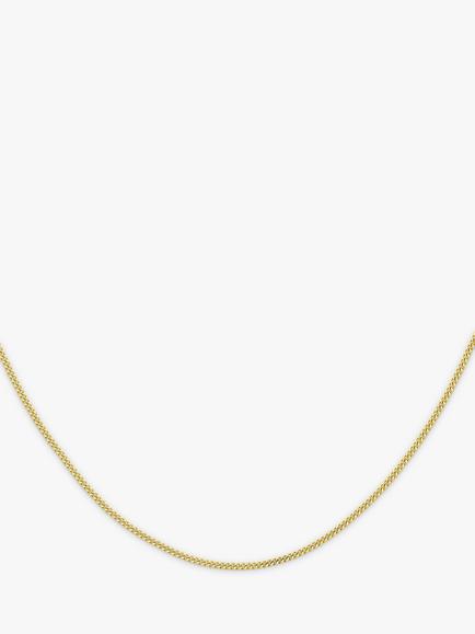 IBB 18ct Yellow Gold Dimond Cut Curb Chain Necklace, Gold, Gold