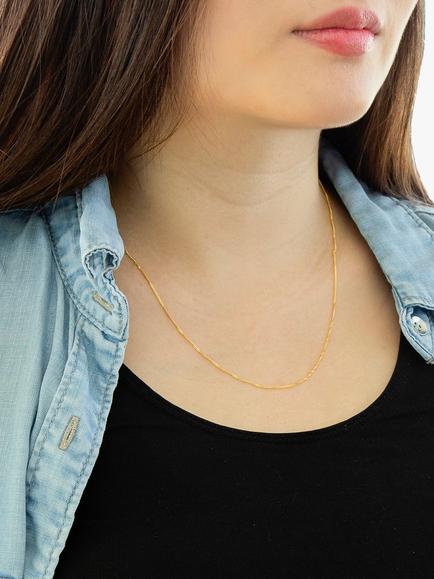 IBB 18ct Yellow Gold Dimond Cut Curb Chain Necklace, Gold - view 2, Gold