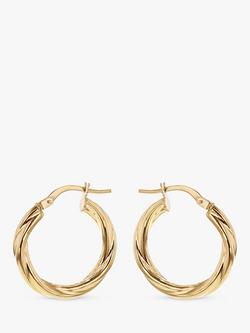 IBB 18ct Yellow Gold Hollow Twisted Tube Earrings, Gold, Gold