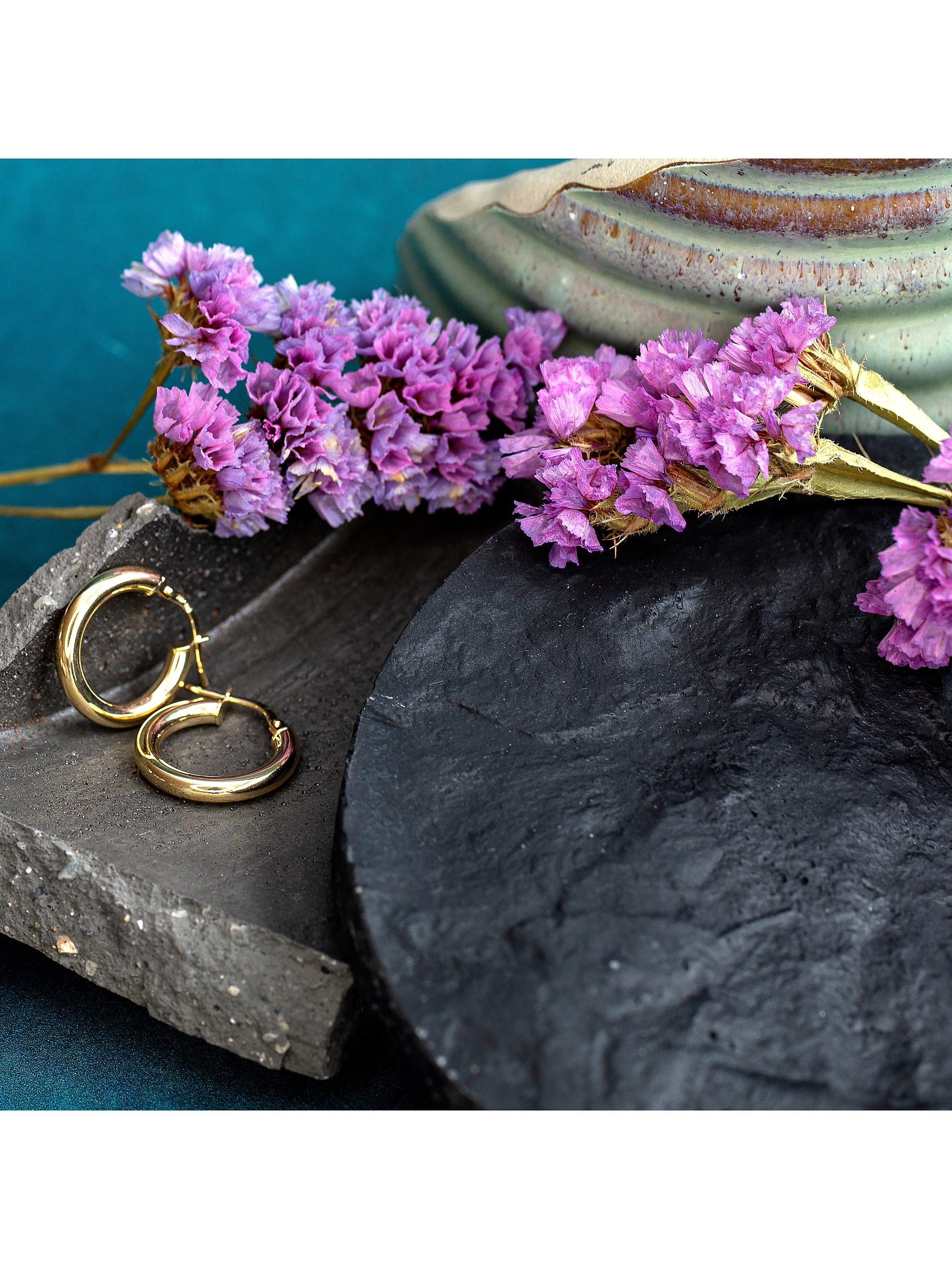 Product image 3 of 5, which shows IBB 18ct Yellow Gold Polished Creole Earrings, Gold